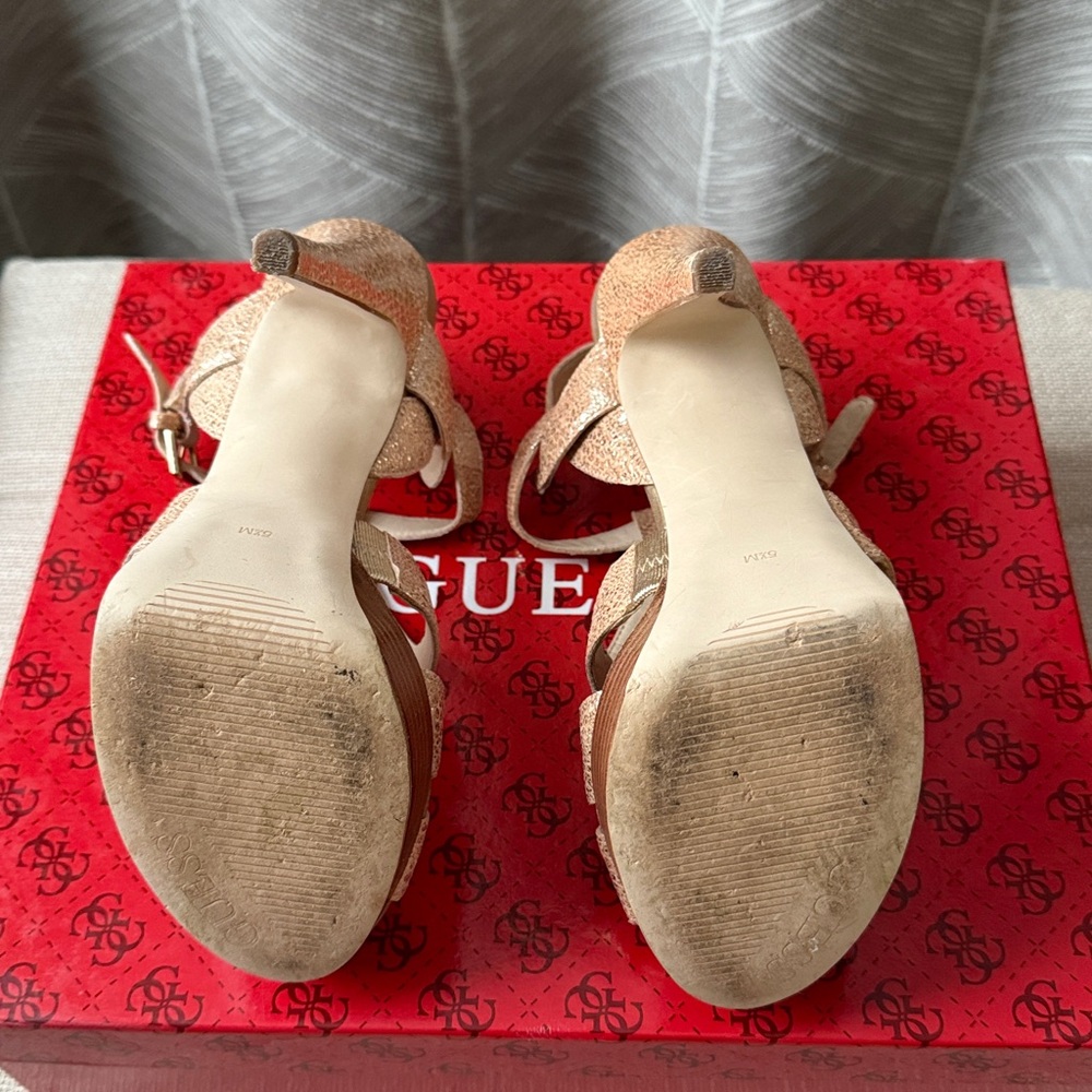 Guess Kymma Leather Platform Heels, Gold Shimmer, 5.5M - Picture 8 of 8